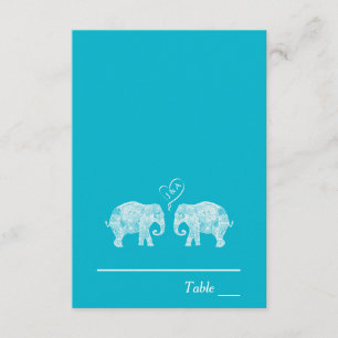 Elephant Couple Heart Custom Colour Wedding Escort Invitation