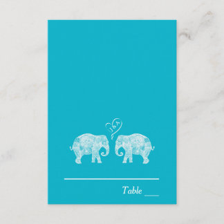 Elephant Couple Heart Custom Colour Wedding Escort Invitation