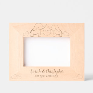 Elephant couple & heart wedding  etched frames