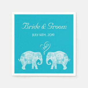 Elephant Couple Tons of Love Custom Wedding Napkin