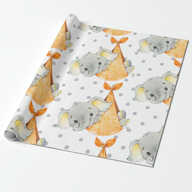 Elephant Cub Cute Nursery Baby Gift New Born Wrapping Paper (Unrolled)
