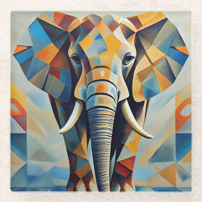 Elephant Cubism Animal Coaster (Front)