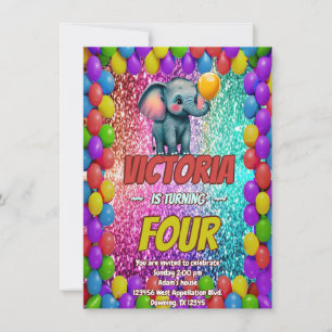 Elephant custom character birthday invite