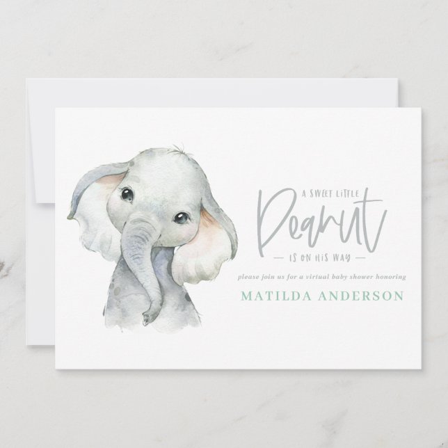 Elephant cute little boy virtual baby shower party (Front)