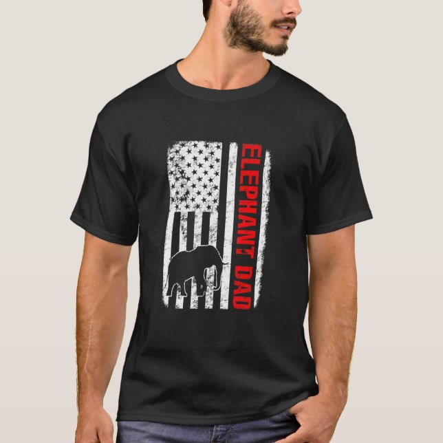 Elephant Dad American Flag T-Shirt (Front)