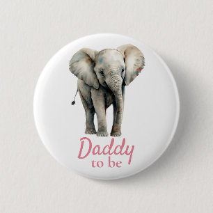 Elephant Daddy Baby Shower Pink Button