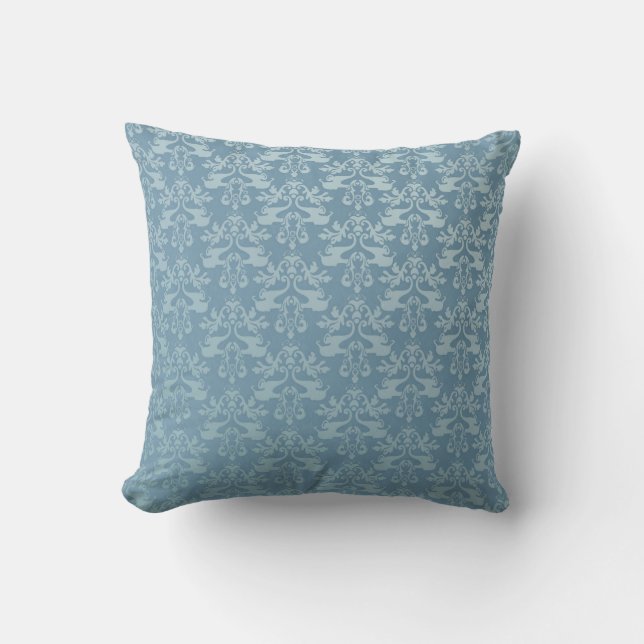 Elephant damask grey blue scatter cushion pillow (Front)