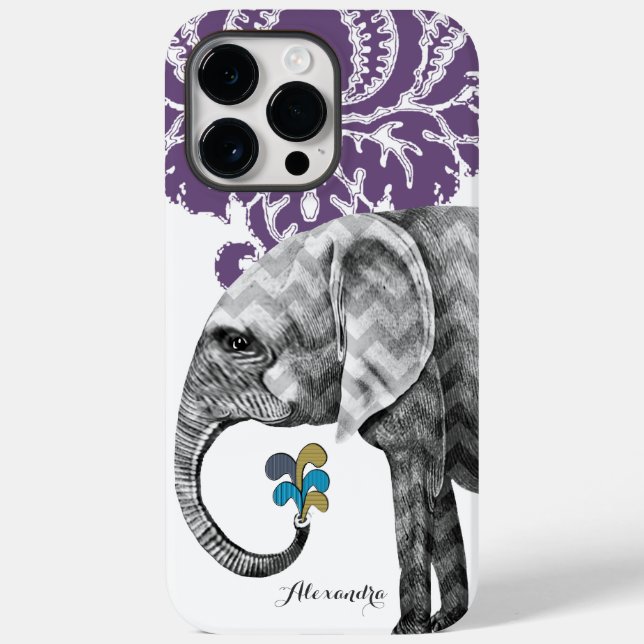 Eléphant Damask iPhone 7 coque personnalisé (Verso)