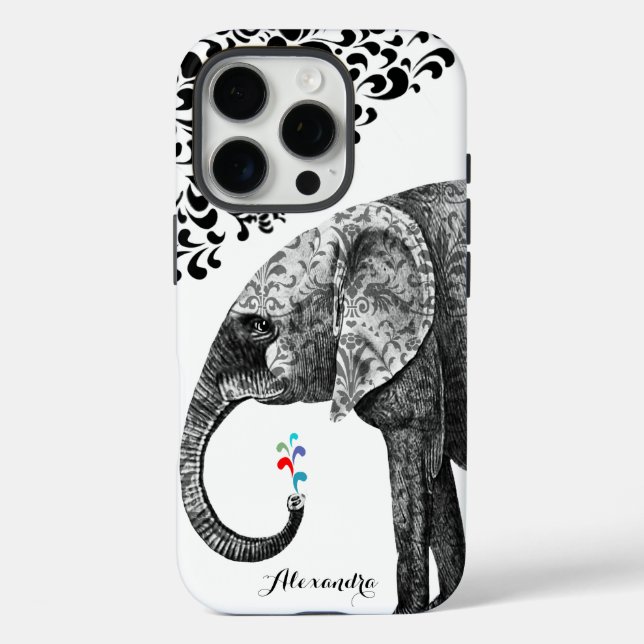 Eléphant Damask iPhone 7 coque personnalisé (Verso)