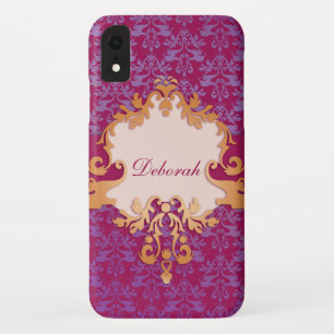 Elephant damask purple name iphone 5 case