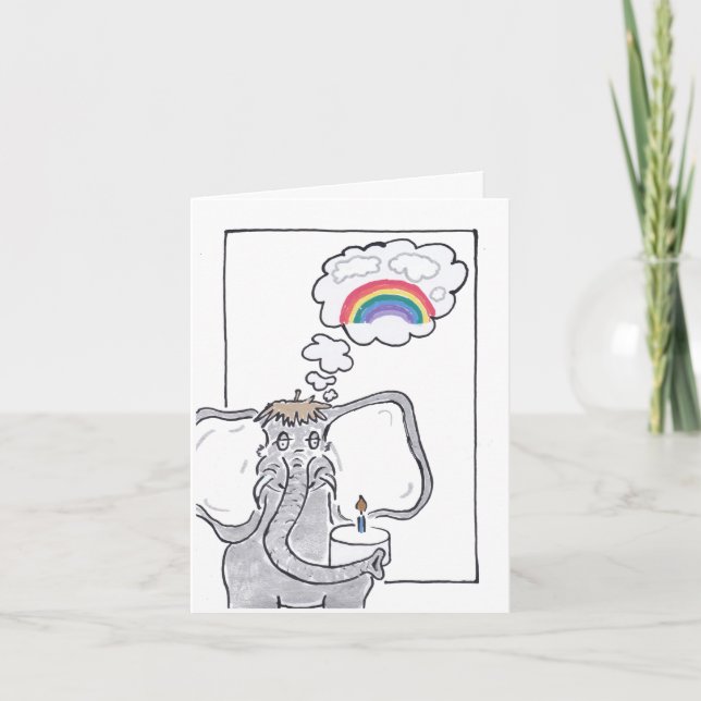 Elephant d'anniversaire, carte de voeux souvenirs (Devant)