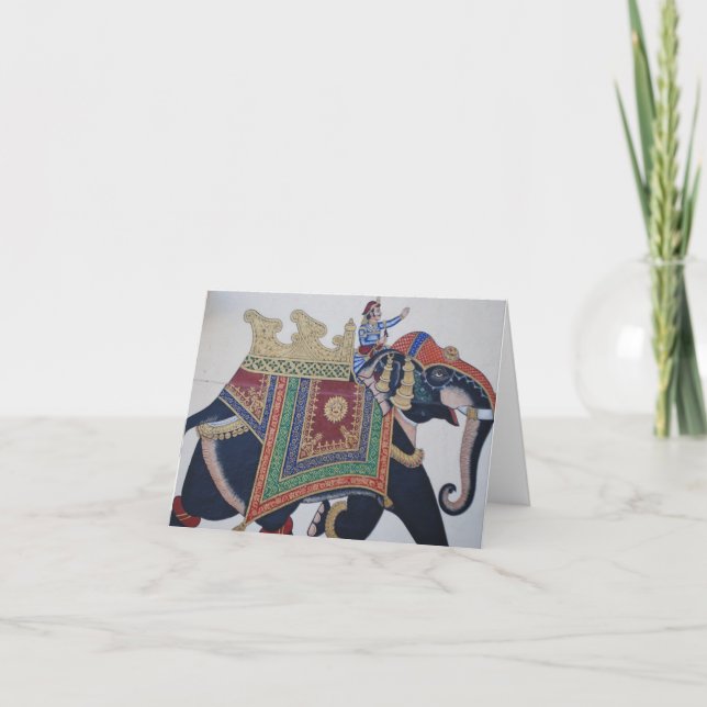Éléphant d'Asie vintage - carte de note (Devant)