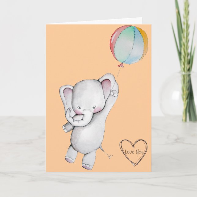 Éléphant de bébé avec la carte de voeux de jaune (Devant)