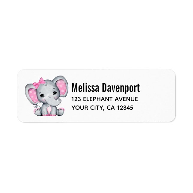 Eléphant de bébé rose mignon avec oreilles Poka Do (Devant)