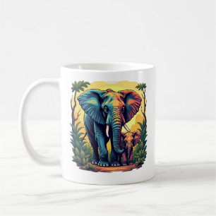 Eléphant de la jungle colorée et Mug de café bébé