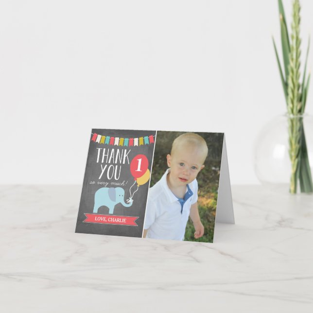 Eléphant de l'âge personnalisé | Carte de remercie (Devant)