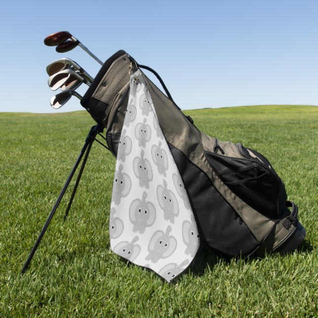 Elephant Design Any Colour Background Golf Towel (Green)