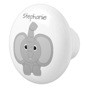 Elephant Design Personalised Ceramic Knob