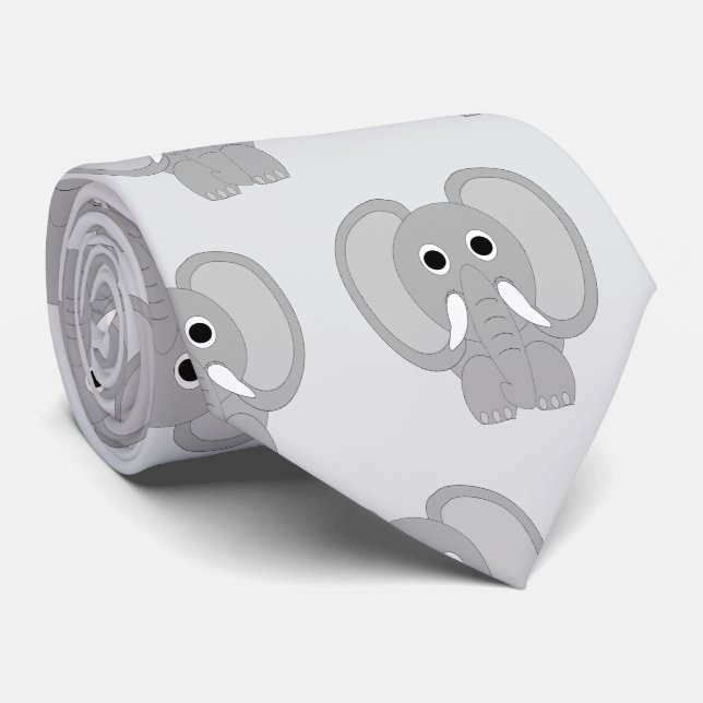 Elephant Design Tie (Rolled)