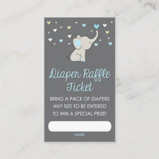 Elephant Diaper Raffle Card, Elephant baby shower, Enclosure Card
