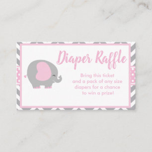 Elephant Diaper Raffle Ticket for Baby Shower Enclosure Card