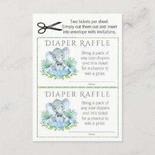 Elephant Diaper Raffle Tickets Enclosure Card