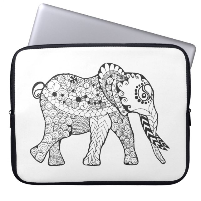 Elephant Doodle Laptop Sleeve (Front)