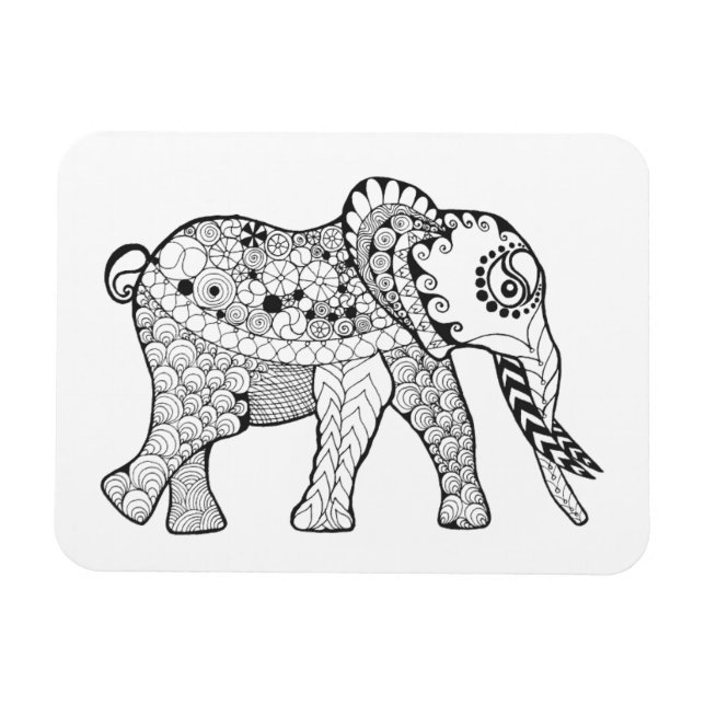 Elephant Doodle Magnet (Horizontal)
