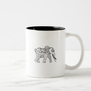 Elephant Doodle Two-Tone Coffee Mug