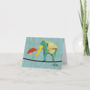 Eléphant doré gracieux Carte pour notes personnali