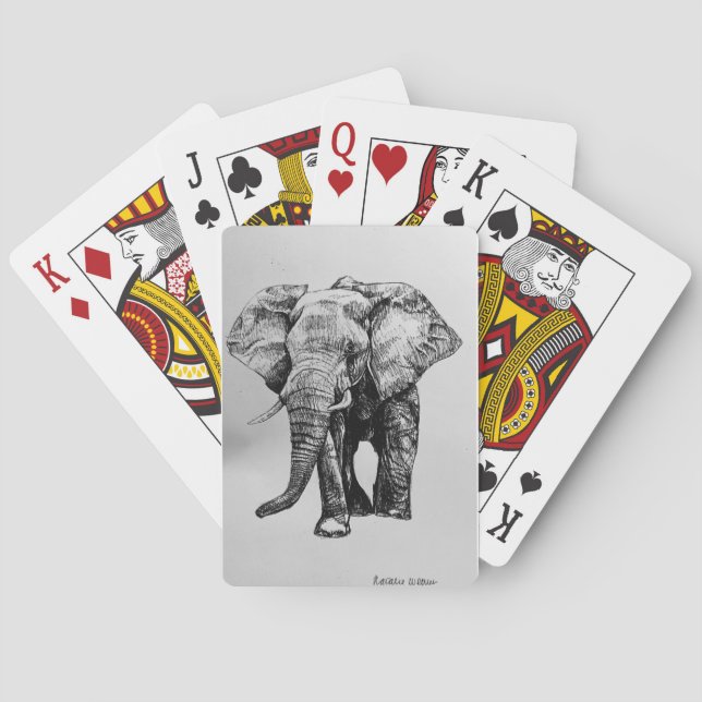 Elephant drawing playing cards (Back)