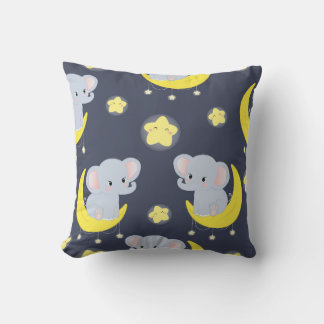 Elephant Dreams Under Starry Skies Throw Pillow