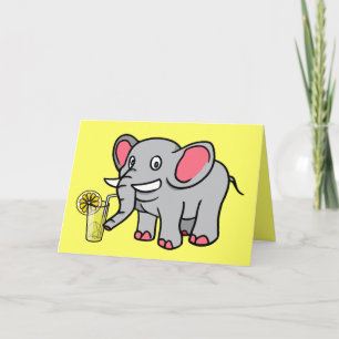 Elephant Drinking Lemonade Support Card