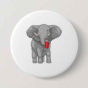 Elephant Drinking mug 3 Inch Round Button