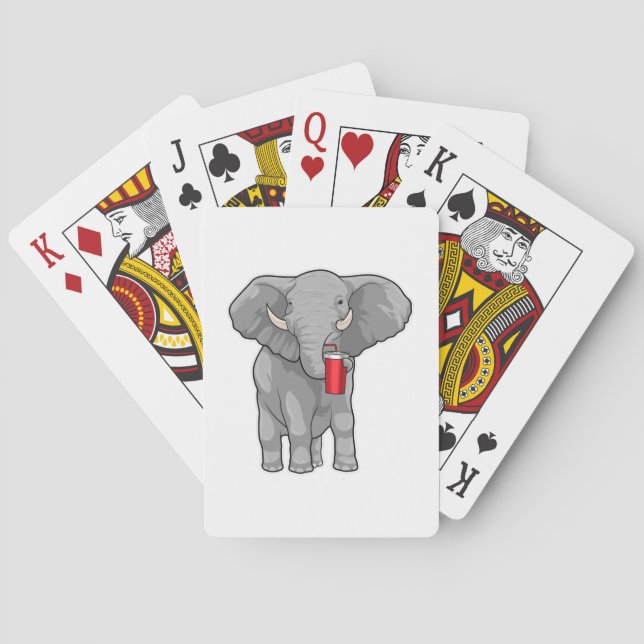 Elephant Drinking mug Playing Cards (Back)