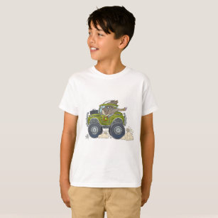 Elephant driving a jeep, on a tshirt. T-Shirt