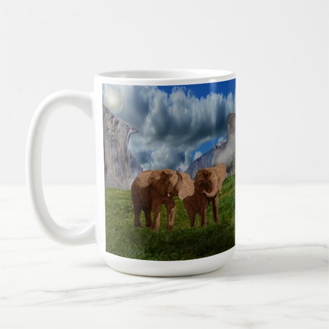 Elephant Duo Oil Paint, Coffee Mug (Left)