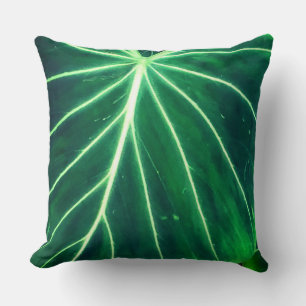 Elephant Ear Leaf Close-Up Abstract Throw Pillow