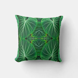 Elephant Ear Leaf Close-Up Abstract Throw Pillow