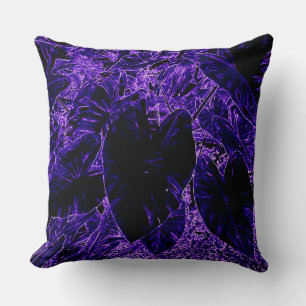 Elephant Ear Leaves in Deepest Purple Throw Pillow