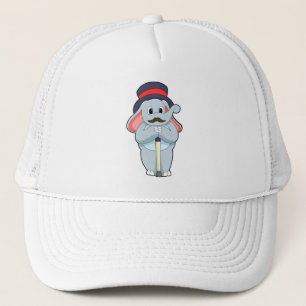 Elephant en Gentleman avec Casquette et bâton de m