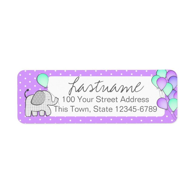Elephant et ballons Polka Dot Adresse (Devant)