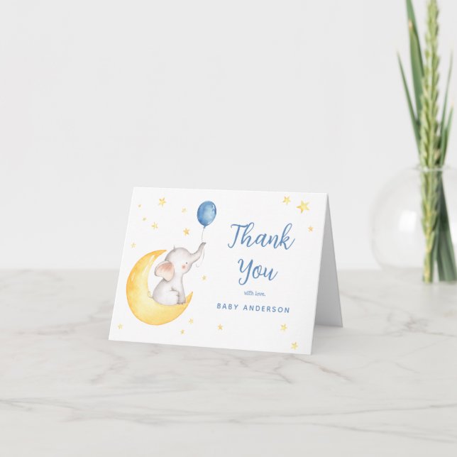 Elephant et étoiles Baby shower Merci (Devant)