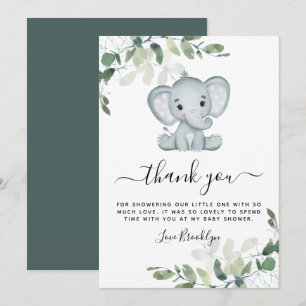 Elephant Eucalyptus Baby Shower Thank You Card