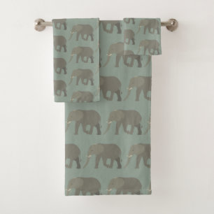 Elephant Exotique Animal Motif Sage Vert