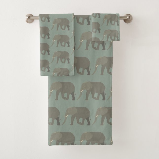 Elephant Exotique Animal Motif Sage Vert (En situation)
