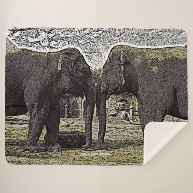 Elephant Eyes Sherpa Blanket (Front (Horizontal))