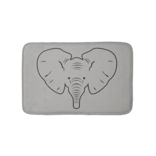 Elephant face silhouette bath mat