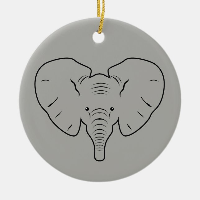 Elephant face silhouette ceramic ornament (Front)
