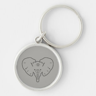Elephant face silhouette keychain